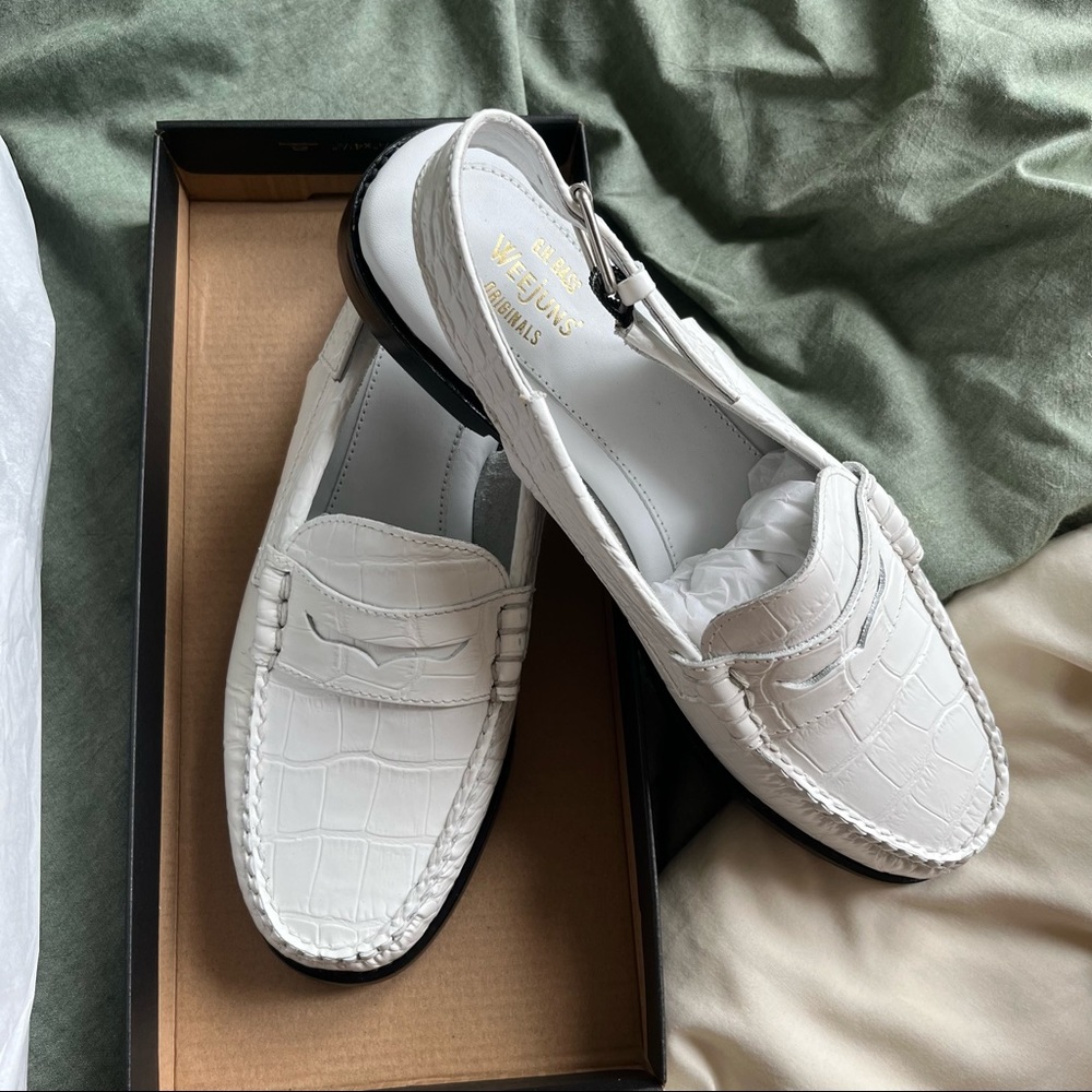 GH Bass Whitney Croco Slingback Loafers